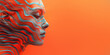 Profile of a layered abstract artwork on orange