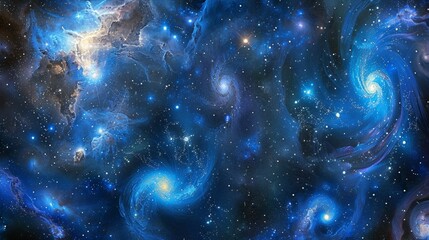 Wall Mural - mesmerizing cosmic galaxy space with swirling nebulae and bright stars
