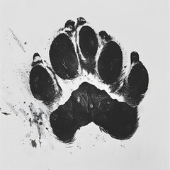 Canvas Print - Black dog paw print isolated on white background