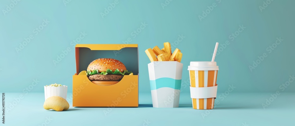 Snack box flat design front view gourmet theme color scheme Stock ...
