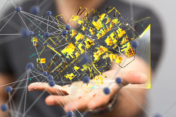 Fototapete - conference Digital Network and data concept 3d
