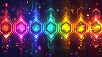Poster - Color hexagonal banner template set with abstract design