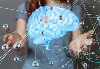 Poster - medical on hospital background, medical technology network concept