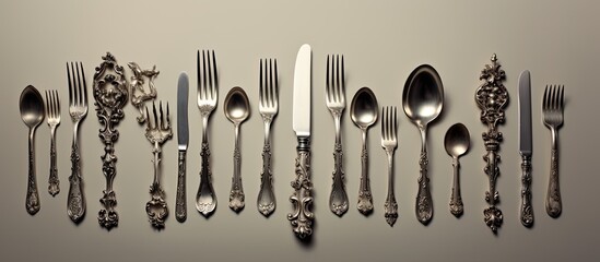 Conceptual copy space image featuring a creative arrangement of silverware