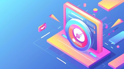 Poster - test banner for web page loading speed. modern landing page of internet loading optimization with is