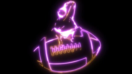 Sticker - neon animation of Rugby ball