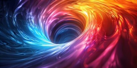 Poster - Mesmerizing Futuristic Spiral Vortex of Vibrant Glowing Colors Creating a Captivating Digital Backdrop