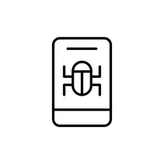 Poster - Phone malware outline icons, minimalist vector illustration ,simple transparent graphic element .Isolated on white background