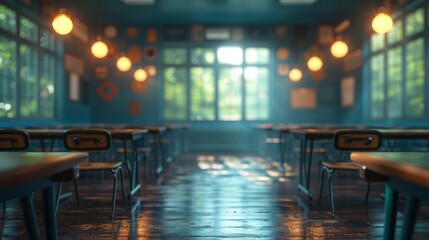 Wall Mural - Classroom Interior Blurred Defocused Background