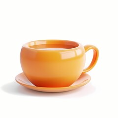 Cute tea icon, 3D render, white background, generative AI