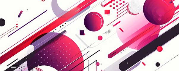 Poster - Red and Purple background with abstract shapes, vector illustration for a web banner design template, in the style of AI technology concept. Abstract white background vector