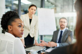 Fototapeta Panele - Business people, meeting and boardroom discussion with team for corporate finance or collaboration at office. Group of employees discussing company revenue, profit or project budget at workplace