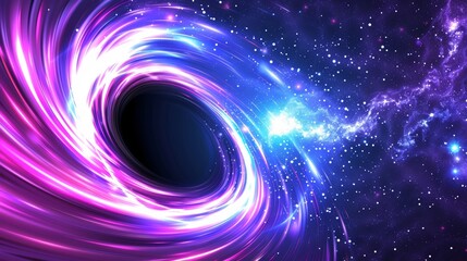 Wall Mural - hyperspace jump into black hole through vibrant tunnel, fast speed motion effect, teleportation thro