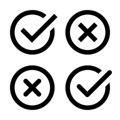 Poster - Check and cross mark icon set. Checkmark and x sign symbol