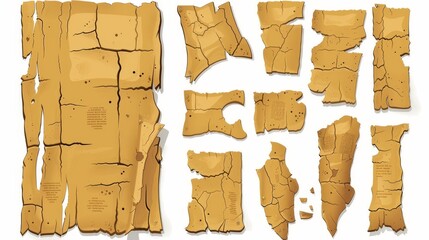 Poster - The torn edges of a newspaper scrap for collage. Realistic illustration of broken and cut pieces of paper. Blank pieces from a torn paper book.