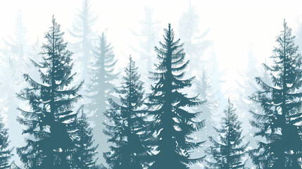 Winter forest fir trees spruce silhouette vector image,Pine forest silhouette wood tree background .