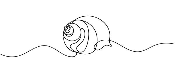 Wall Mural - seashell, continuous one line drawing. Vector minimalist linear illustration.