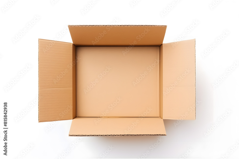 Top view of open cardboard box isolated on a white background Stock ...