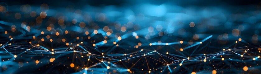 Poster - futuristic fiber optic network of digital nodes in vibrant colorful abstract tech art