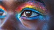 © MAY - A close-up of a person's face their eyes filled with determination and pride reflecting the strength and solidarity of the LGBTQ community