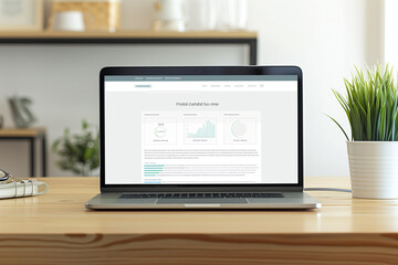 clean and uncluttered backdrop, a commercial photo highlights the minimalist web design of a finance website page, emphasizing its user-friendly interface and intuitive navigation.