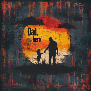 Father's Day celebration background adorned with a gift box mug calendar mustache heart shape