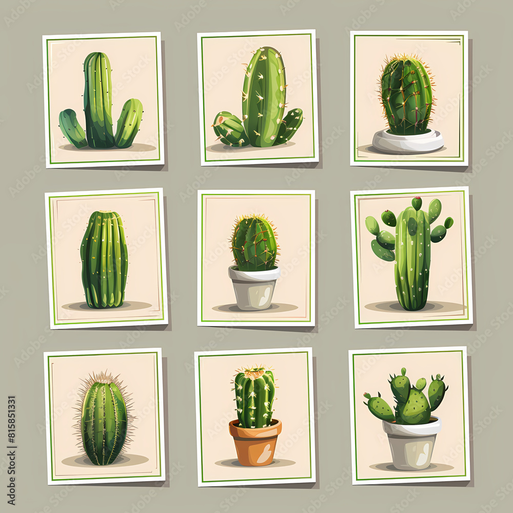 Cards template with pictures of cactuses vector image Stock ...