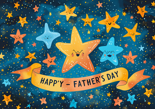 Father's Day celebration background adorned with a gift box mug calendar mustache heart shape

