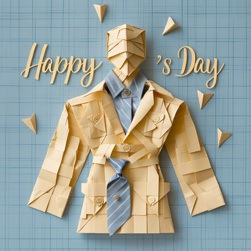 Father's Day celebration background adorned with a gift box mug calendar mustache heart shape

