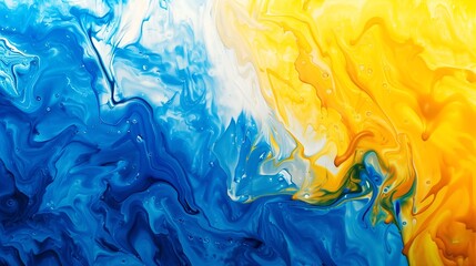 Poster - abstract background of blue and yellow paint