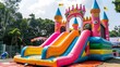 Colorful bouncy castle slide for children playground