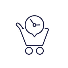 Poster - order history icon with a shopping cart, line vector