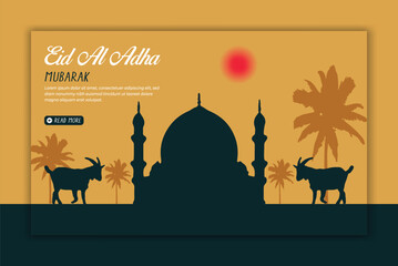 Eid al adha mubarak islamic festival social media banner post template