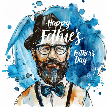 Father's Day celebration background adorned with a gift box mug calendar mustache heart shape

