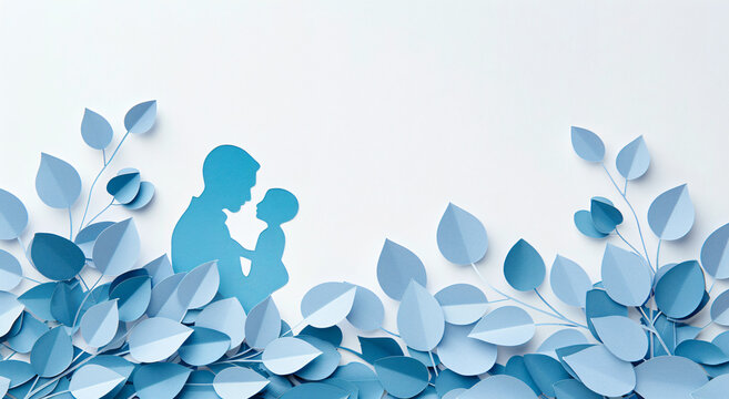 Father's Day celebration background adorned with a gift box mug calendar mustache heart shape
