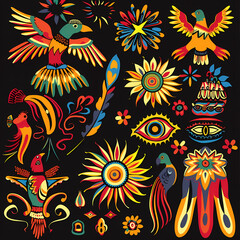  Mexican symbols design template of traditional vector image