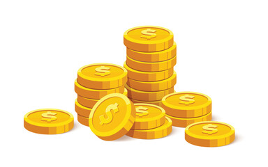 Wall Mural - heap of gold coins with us dollar currency sign vector illustration isolated on white background. mo