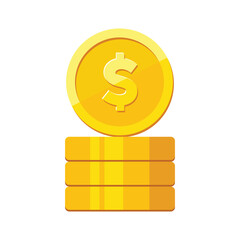 Wall Mural - gold coins with us dollar currency sign vector illustration isolated on white background. money coin