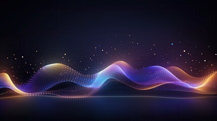 abstract wave background with glow particle of dots and lines