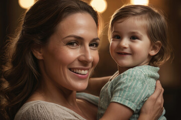 Portrait of happy mother and child, mother's day celebration