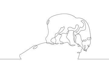 Poster - One continuous line.Ecology symbol.Save the Arctic. Polar Bear in the Sea . Iceberg and Global Warming Environmental Catastrophe One continuous drawing line logo isolated minimal illustration.