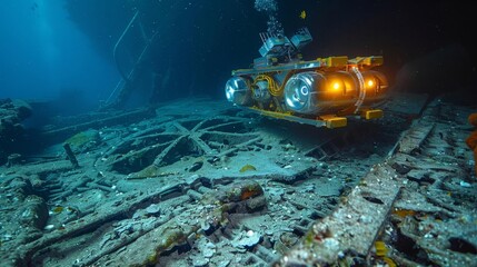 ROV exploring the wreck of the Titanic.