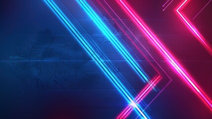 Poster - Futuristic neon lights on dark grunge background - vibrant blue and pink glowing lines creating an abstract and modern visual experience