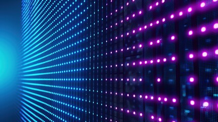 Poster - Dynamic Blue LED Grid - High Tech Digital Wallpaper for Futuristic Concepts