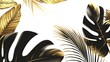 Elegant design with gold and black tropical leaves, luxury nature inspired artwork for modern decor
