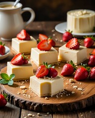 Wall Mural - cheesecake with strawberries