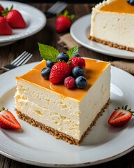 Wall Mural - piece of cheesecake with berries