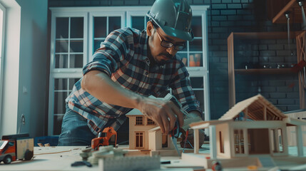 Poster - Repair man home style building house concept painting interior architect : Generative AI