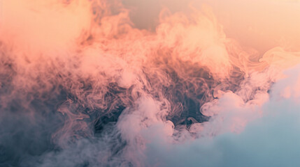 Wall Mural - Soft, billowing smoke in a gradient of sunrise colors, creating a peaceful, abstract scene