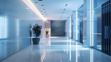 Poster - interior of modern entrance hall in modern office building : Generative AI